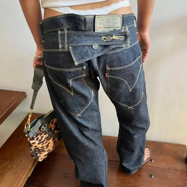 [BUNJANG] Levi's Engineered Jeans Loose Fit Diagonal Front Slit with Cinched Back / 새제품 일본구매 초레어 리바이스 엔지니어드진 인디고 신치백 초유행 나팔바지
