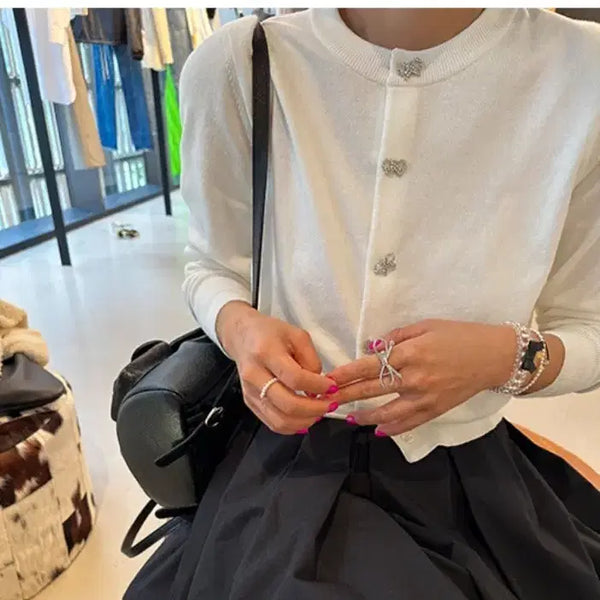 [BUNJANG] KIMISTUDIO Cubic Ribbon Cardigan / 키미스튜디오 큐빅리본가디건
