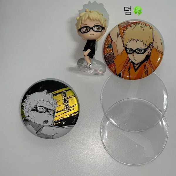 [BUNJANG] Haikyuu!! Tsukishima Jump Shop Glitter Can Badge / 하이큐 츠키시마 점프샵 글리터 캔뱃지 뒤돌아봐요 가챠