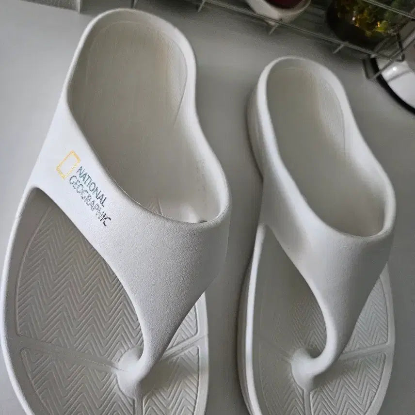 [BUNJANG] National Geographic White Slippers / 내셔널지오그래픽 슬리퍼 화이트
