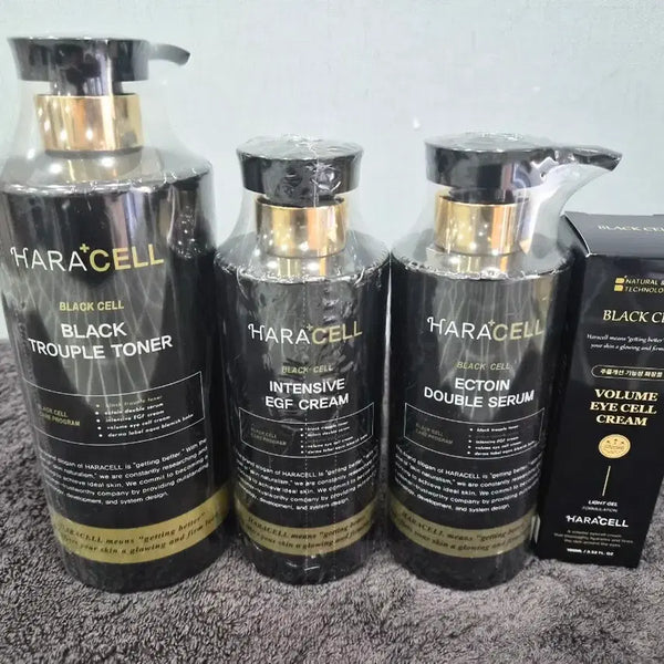 [BUNJANG] Haracell Black Trouble Toner, Intensive EGF Cream, Ecto-In-Double Serum, Volume Eye Cell Cream Set / 하라셀(무료배송)블랙토너.크림.세럼.아이크림