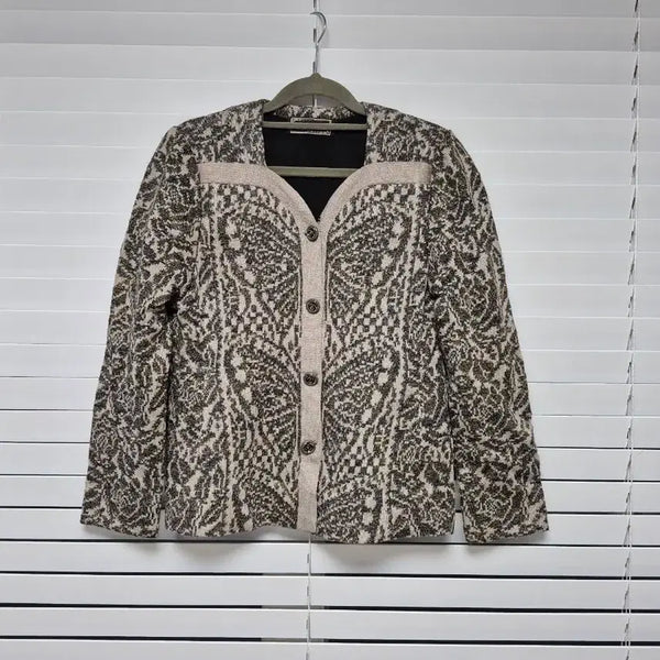 [BUNJANG] Toyoko Saito Patterned Cropped Jacket / [토요코 사이토] 여성 패턴 크롭 자켓 판매합니다(사이즈: S(55))