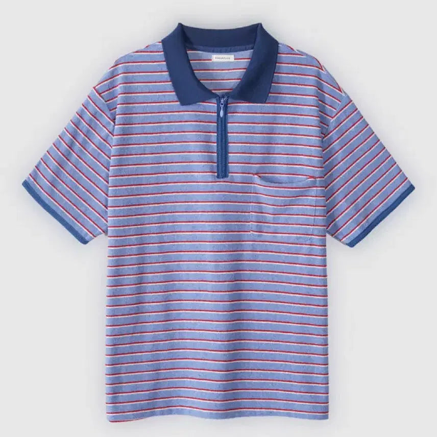 [BUNJANG] Poker Face Zipper Polo T-Shirt (Blue) / [2] 포커페이스 지퍼 폴로 티셔츠 (블루)