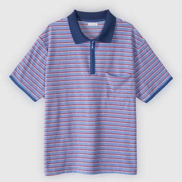 [BUNJANG] Poker Face Zipper Polo T-Shirt (Blue) / [2] 포커페이스 지퍼 폴로 티셔츠 (블루)