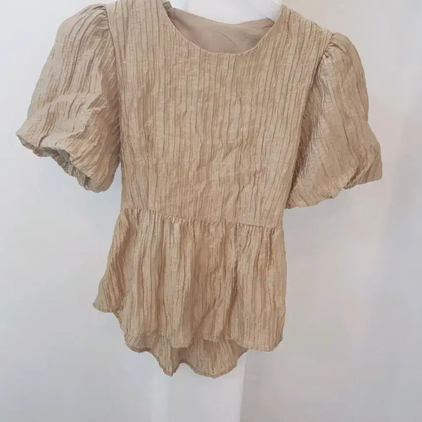 [BUNJANG] Gabesha Pleated Puff Blouse / GABESHA 플리츠 퍼프블라우스프리사이즈가슴단면42cm기장52c