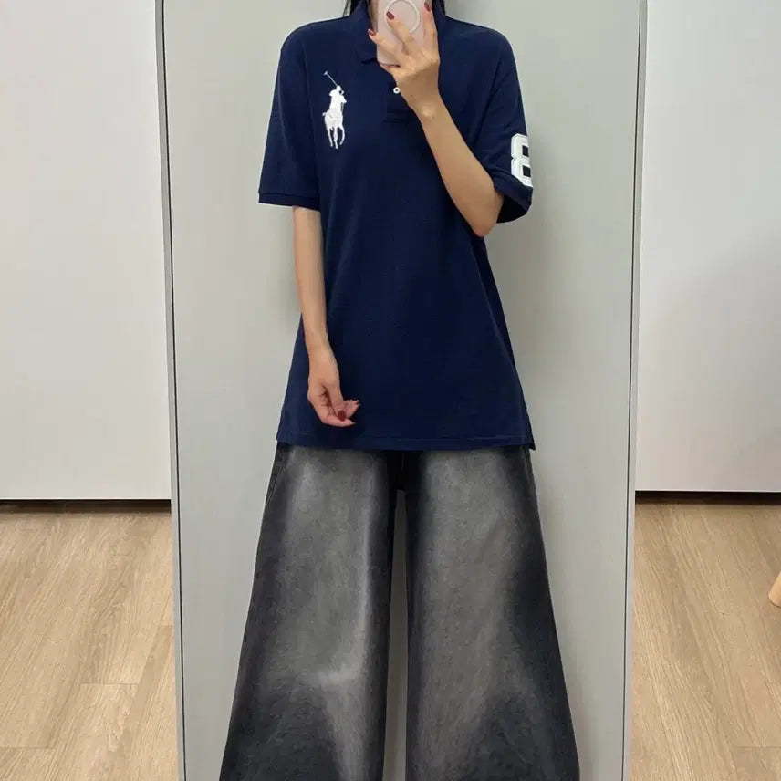 [BUNJANG] Polo Ralph Lauren Big Pony Navy Collar Short Sleeve T-Shirt / 폴로 랄프로렌 빅포니 네이비 카라 반팔 티셔츠