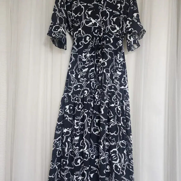 [BUNJANG] Floral Pattern Long Dress / 플로럴 패턴 롱 원피스