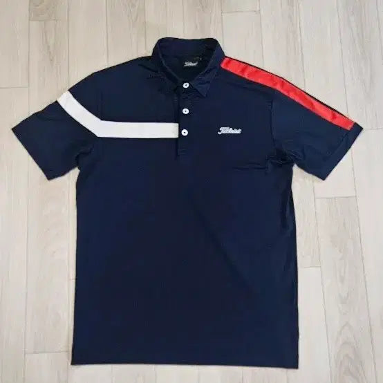 [BUNJANG] Titleist Golf Short Sleeve Polo Shirt Navy Red Line Size 100 / 타이틀리스트 골프 반팔 카라티 네이비 레드 라인 100 가슴단면 54