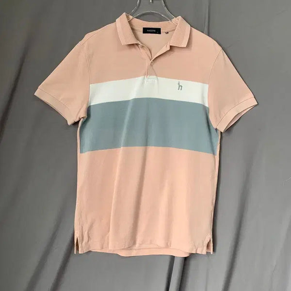[BUNJANG] Hazzys Colorblock Pink Short Sleeve Polo T-Shirt / M 헤지스 배색 핑크 PK 반팔 카라티