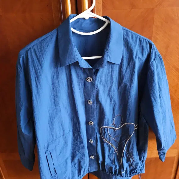 [BUNJANG] Women's Blue Jacket with Unique Embroidery / (새상품) 여성자켓