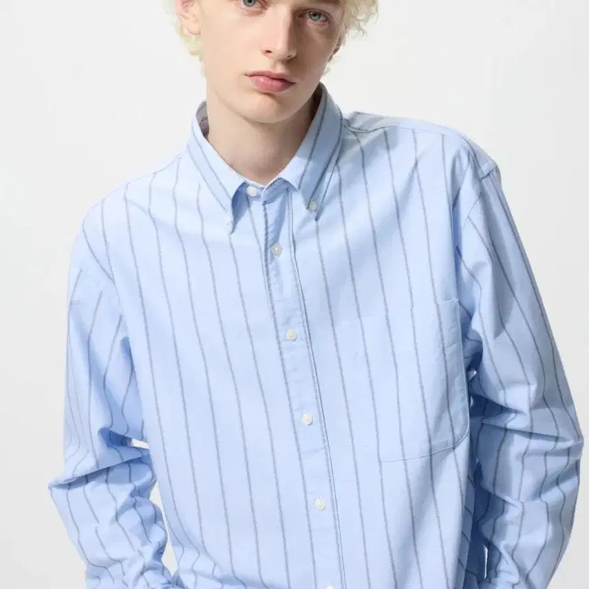 [BUNJANG] Uniqlo JW Anderson Striped Shirt Blue XXL / 유니클로 JW앤더슨 스트라이프 셔츠 블루 xxl