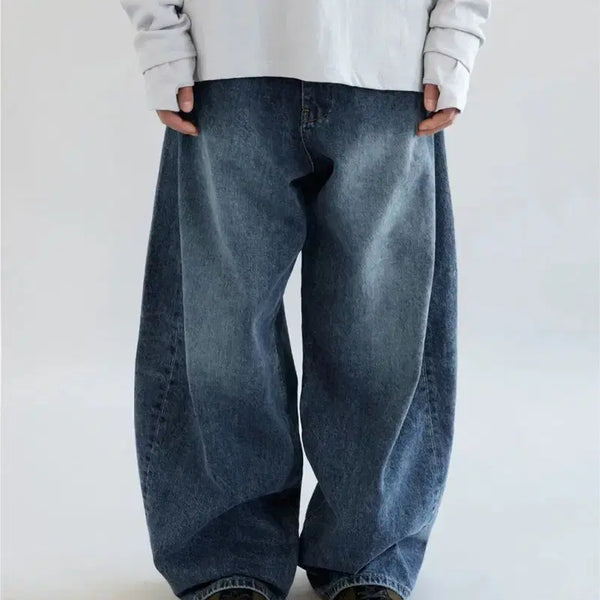 [BUNJANG] Hatching Room Wide Curve Jeans Washed Blue / [1][XS] 해칭룸 와이드커브진 워시드블루