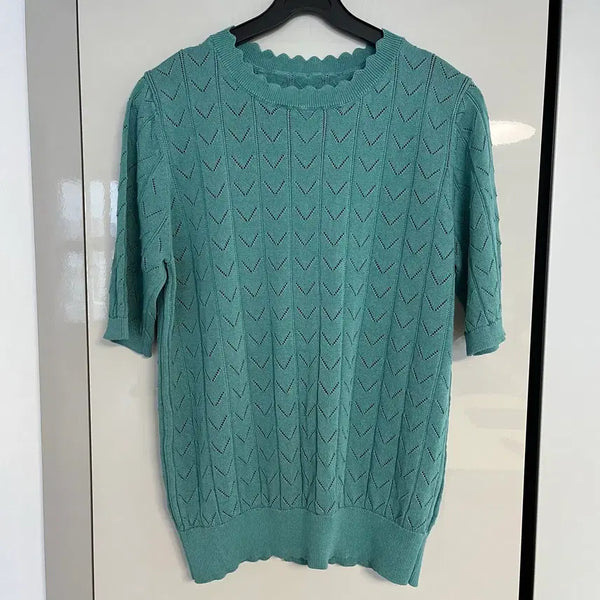 [BUNJANG] Short Sleeve Knit Top / 여름 반팔 니트 새상품