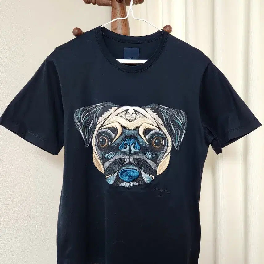 [BUNJANG] JUUN.J Pug Graphic T-Shirt Black Size 46 / 준지 JUUN.J 퍼그 그래픽 반팔티 46 블랙 정품 삼성물산 상태최상급