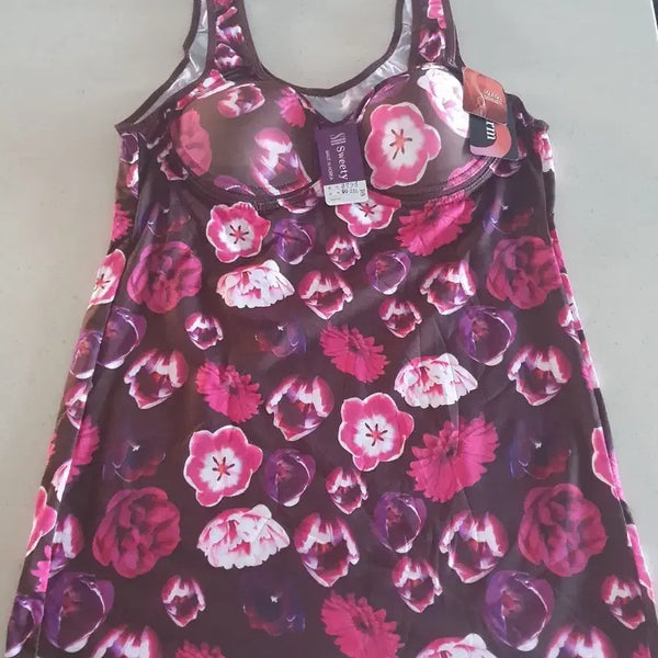 [BUNJANG] SH Sweety Purple Flower Bra Cami Top 5-Pack (New) / (새상품)퍼플 플라워 여성 브라캡나시 90 2XL 5장