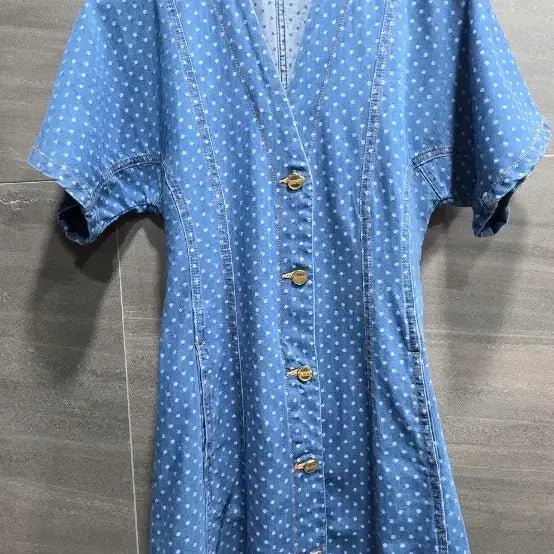 [BUNJANG] Ganni Polka Dot Denim Dress / (정품)GANNI 가니,  폴카  도트  데님  원피스 , 거의 새상품