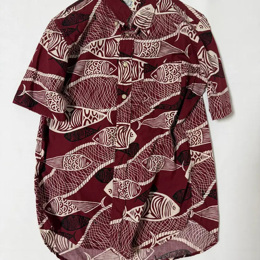 [BUNJANG] Orslow Burgundy Aloha Shirt / 오어슬로우(Orslow) 버건디 알로하 셔츠