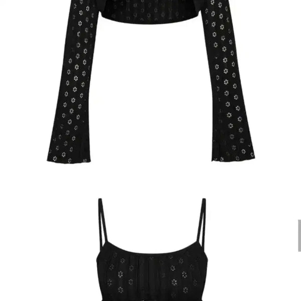 [BUNJANG] Quriosity Bolero Cardigan Sleeveless Set Black / 큐리티 볼레로 가디건 슬리브리스 세트 블랙