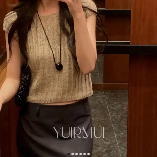 [BUNJANG] miel Linen Cap Sleeve T-shirt Knit / miel 린넨 캡소매 반팔 니트