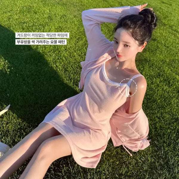 [BUNJANG] Mayun Baby Pink Terry Training Set Unisex / ~베이비핑크 메이윤 제작 남녀공용 테리 트레이닝 세트