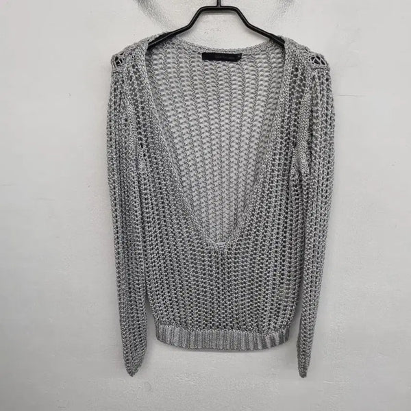 [BUNJANG] Calvin Klein Women's Mesh Knit Sweater / [여성55~66 size] 캘빈클라인 펀칭 그물 니트