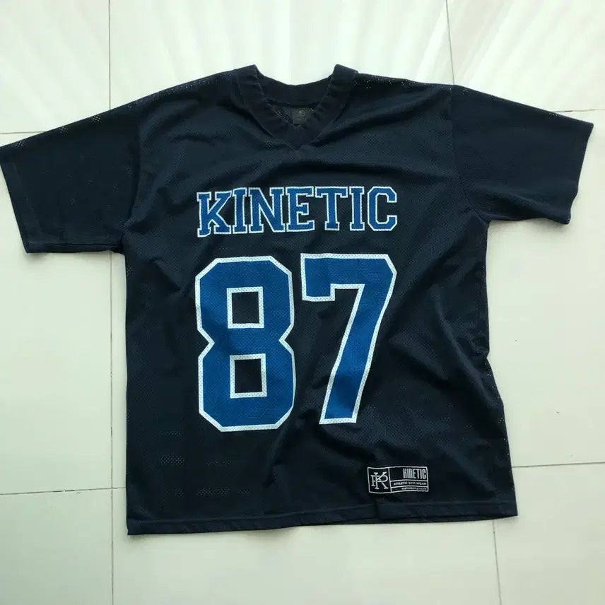 [BUNJANG] Kinetic People Mesh Rugby Short Sleeve T-Shirt Navy L / 키네틱피플 메쉬럭비반팔 네이비 블루 L