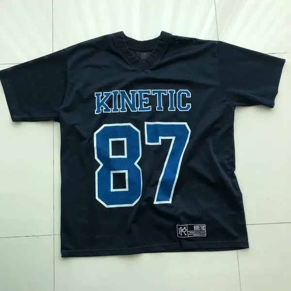 [BUNJANG] Kinetic People Mesh Rugby Short Sleeve T-Shirt Navy L / 키네틱피플 메쉬럭비반팔 네이비 블루 L