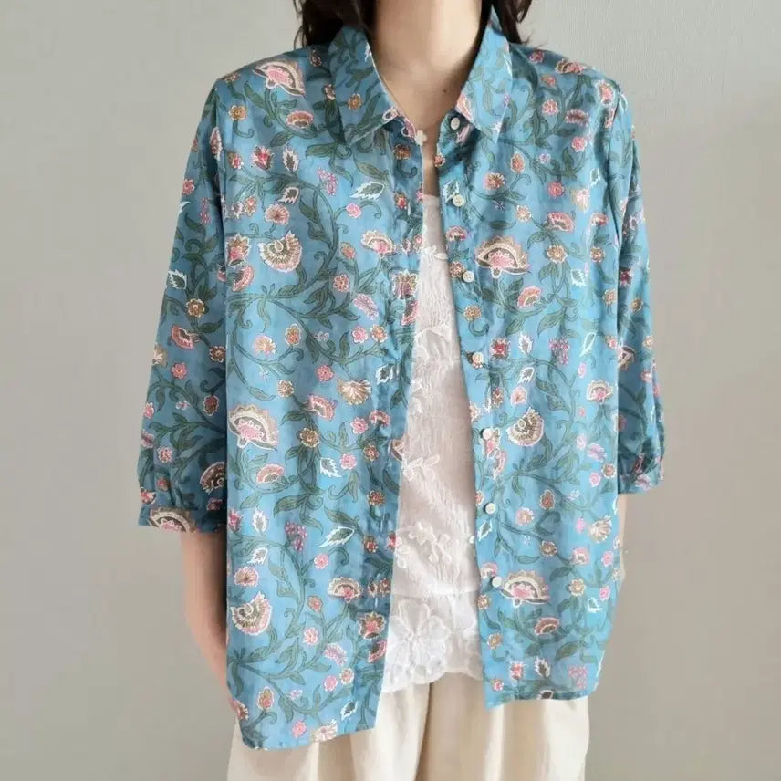[BUNJANG] Cotton 60s 7-Sleeve Shirt / 코튼 60수  7부 소매 셔츠