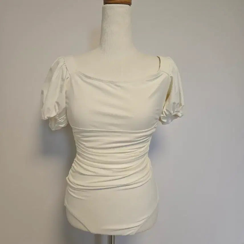 [BUNJANG] Square Neck Puff Sleeve Shirred Monokini Swimsuit / A(S)스퀘어모노키니수영복