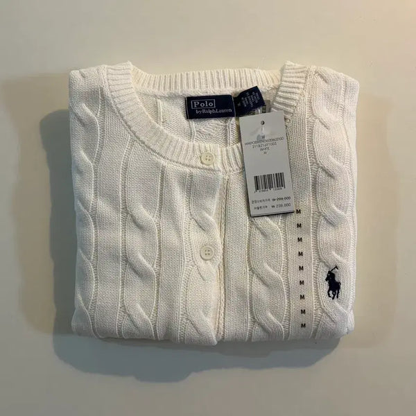 [BUNJANG] Polo Ralph Lauren Women's Short Sleeve Cardigan (Black/White) / 폴로 여성용 반팔 가디건 (블랙/화이트)
