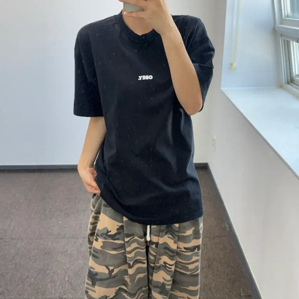 [BUNJANG] Obey Small Logo Black T-Shirt / Obey 오베이 스몰로고 블랙 반팔