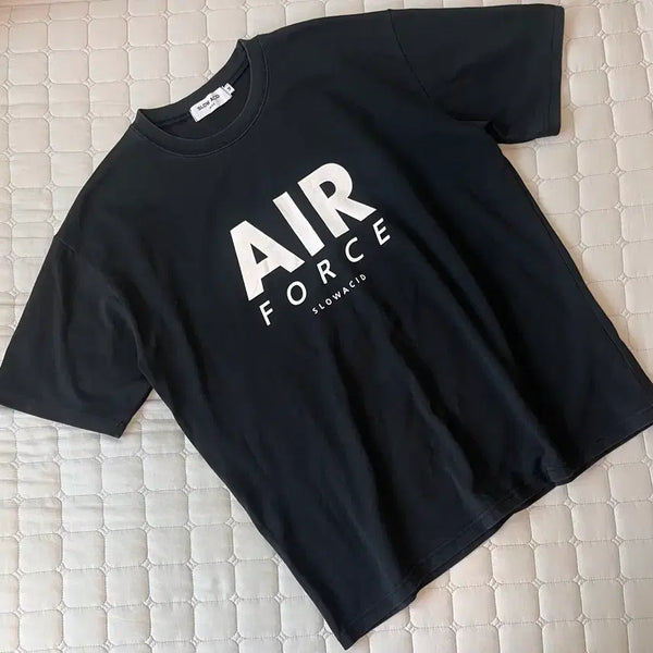 [BUNJANG] Slow Acid Air Force Short-Sleeve T-Shirt Black M / M) 슬로우애시드 에어포스 반팔 티셔츠 블랙