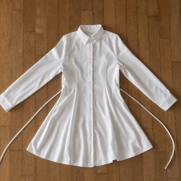 [BUNJANG] Cream Colored Shirt Dress / 크림 컬러 셔츠형 블라우스 원피스