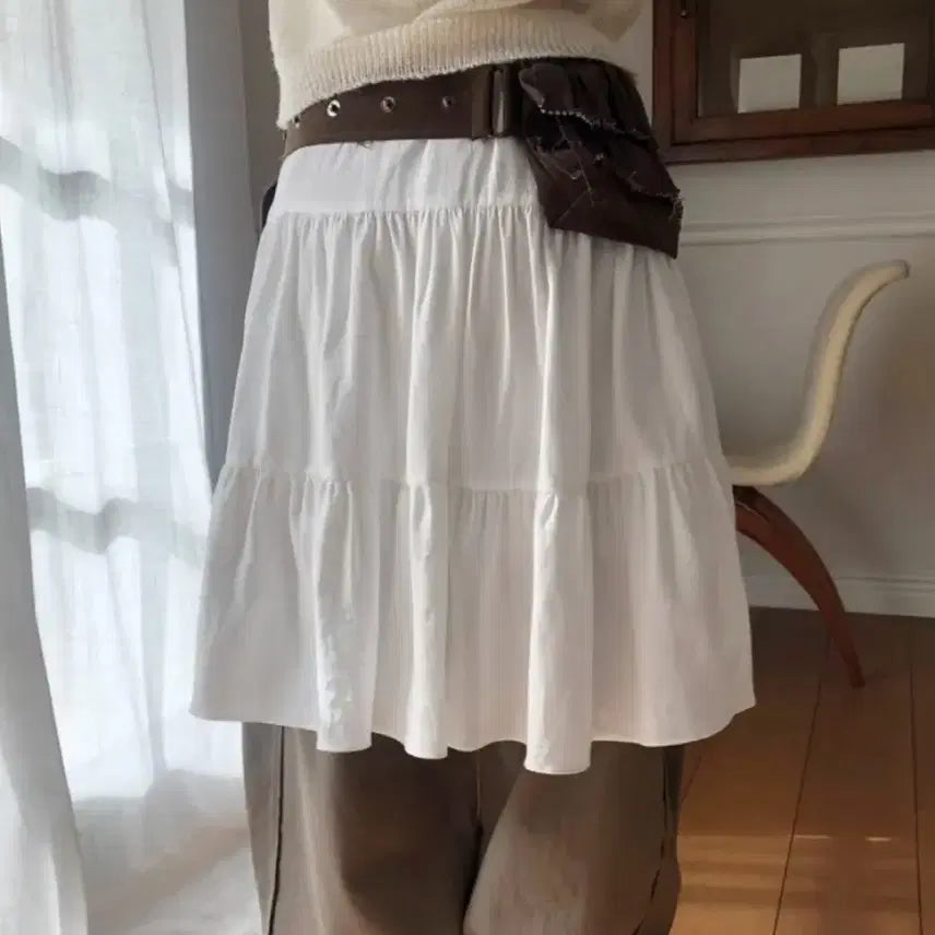 [BUNJANG] Frill Tiered Midi Skirt White / 프릴 캉캉 미디 스커트 화이트