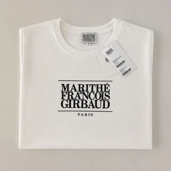 [BUNJANG] Marithe Francois Girbaud Women's Basic Short Sleeve T-Shirt (Black/White) / 마리떼 여성용 기본 반팔티 (블랙/화이트)