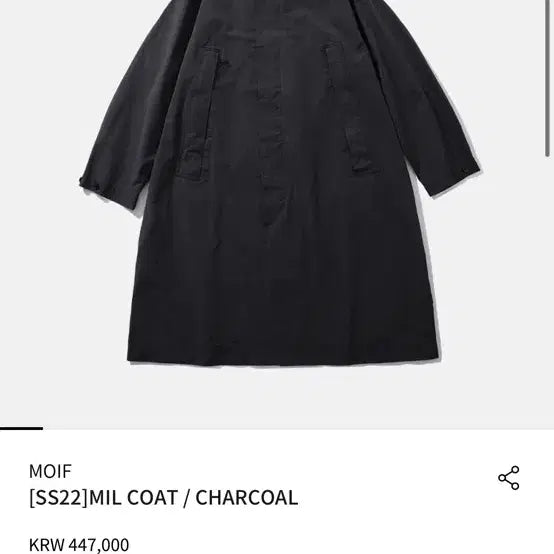 [BUNJANG] MOIF 22SS Milcoat Charcoal Size 2 / 22ss 모이프 밀코트 차콜 2