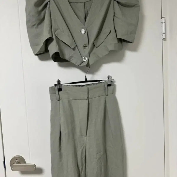 [BUNJANG] Adel Puff Two-Piece Set Mint / 아델 퍼프 투피스