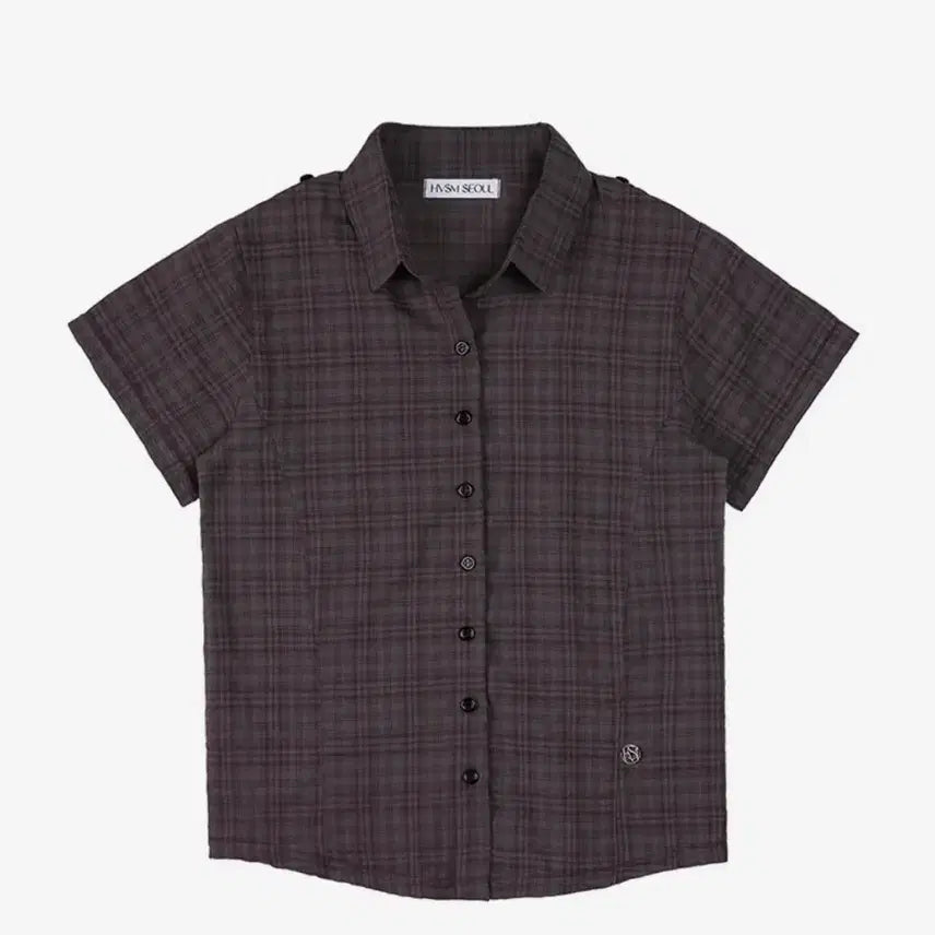 [BUNJANG] Hebism Check 2-Way Short-Sleeve Shirt Charcoal / 해비즘 CHECK 2-WAY 반팔 셔츠 차콜