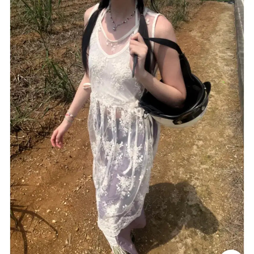 [BUNJANG] Cream Lace Sleeveless Dress / 크림로브나시ops