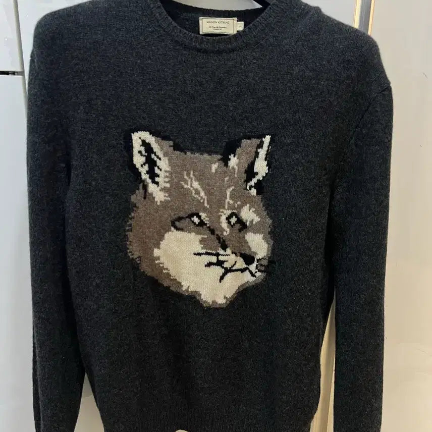 [BUNJANG] Maison Kitsuné Charcoal Big Fox Sweater L / 메종키츠네 차콜 스웨터 빅폭스 L