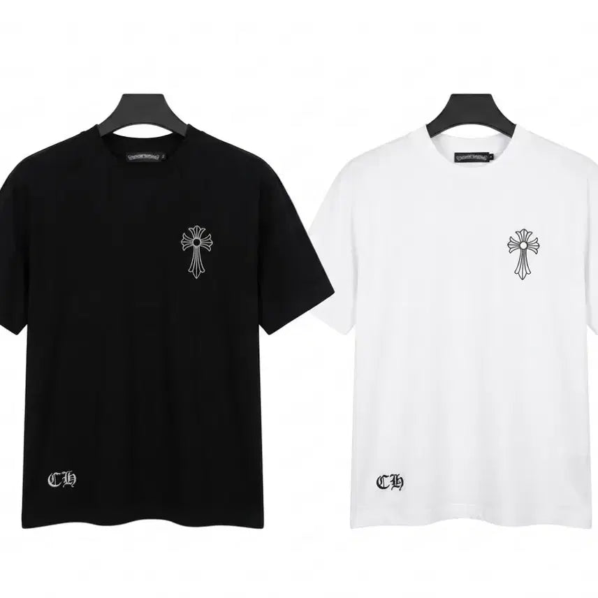 [BUNJANG] Chrome Hearts Unisex Basic T-Shirt (Black/White) / 크롬하츠 남여공용 기본 반팔티 (블랙/화이트)
