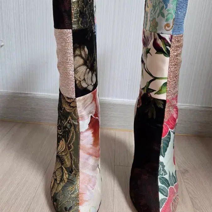 [BUNJANG] Dolce & Gabbana Patchwork Floral Ankle Boots / 돌체앤 가바나 패치워크 플로럴 앵클 부츠