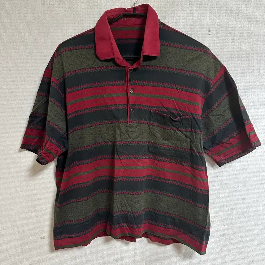 [BUNJANG] European Vintage Aztec Navajo Pattern Polo Shirt / 유럽빈티지 아즈텍 나바호 패턴 빈티지 카라티