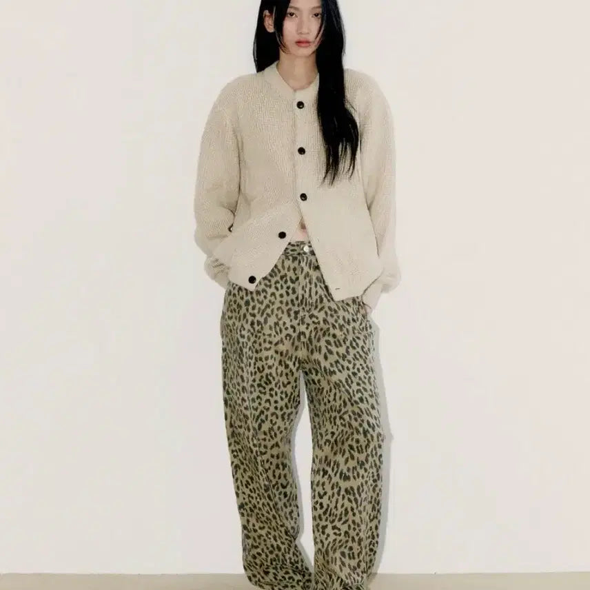 [BUNJANG] OFSCH Leopard Wide Pants Brown / 오피쉬 레오파드 와이드 팬츠 브라운