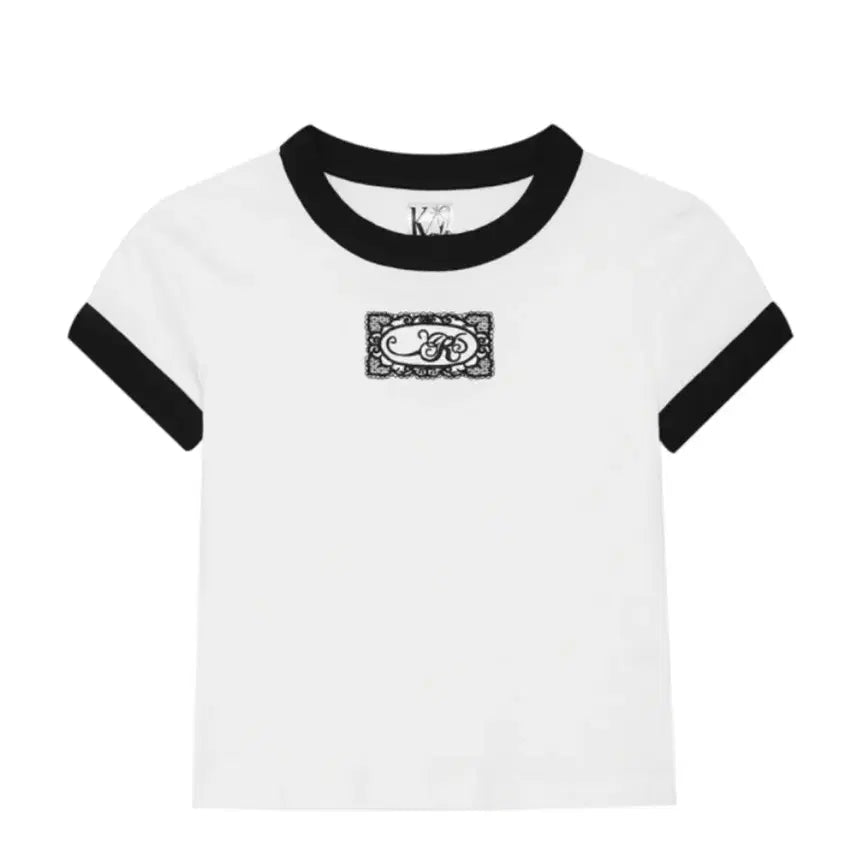 [BUNJANG] Kashiko Lace Embroidered Ringer Tee White / 카시코 반팔 티 화이트 Lace Embroidered Ringer