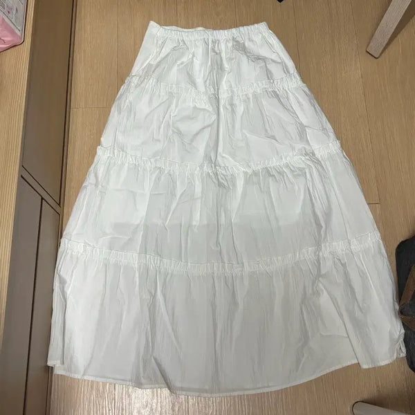 [BUNJANG] White Tiered Long Skirt / 화이트 캉캉 롱 스커트