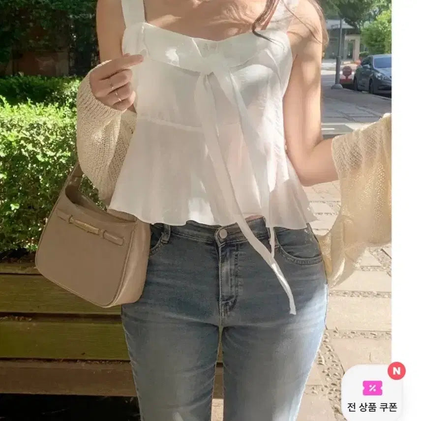 [BUNJANG] Perbit Ribbon Sleeveless Blouse Black / [새상품] 퍼빗 리본 민소매 블라우스 검정