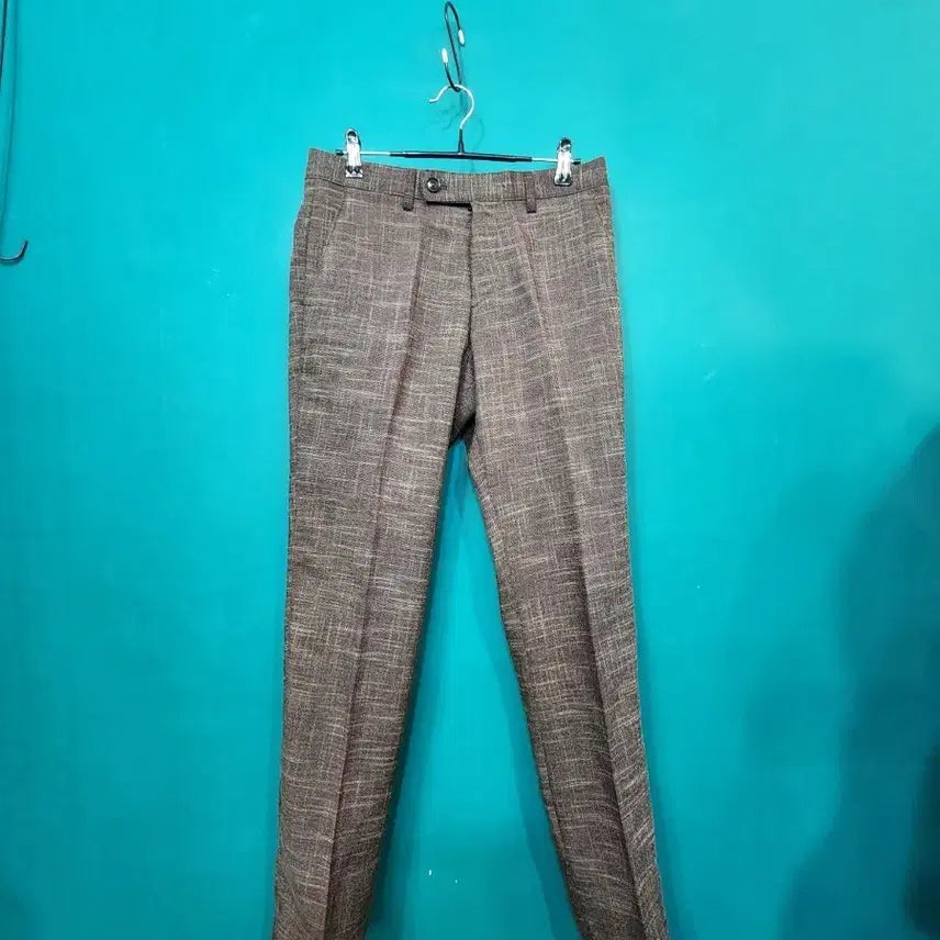 [BUNJANG] Vant Men's Linen Blend Check Pattern Slim Fit Trousers / (새제품)vant반트 남성 정장 린넨혼방 바지48