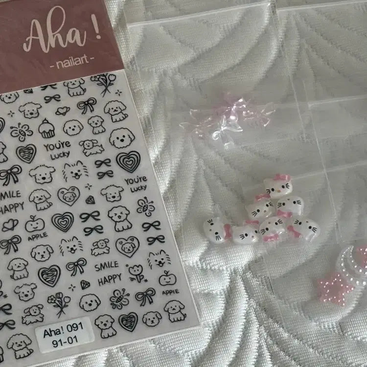[BUNJANG] Nail Sticker + Charm Set / 네일스티커 + 파츠  세트 판매