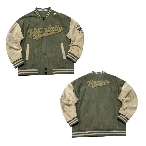 [BUNJANG] Vintage 90s Hanarely Suede Varsity Jacket 2XL / (바배) 빈티지 90s 하나릴리 스웨이드 바시티 자켓